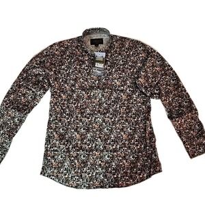 New Madison Creek Men's Medium Deer Print Long Sleeve Western Pearl‎ Snap NWT
